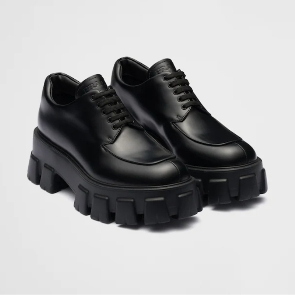 Prada Monolith Spazzolato Lug Loafer Derby